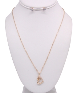 Heart Pendant Necklace with Earrings NB810021 GOLD